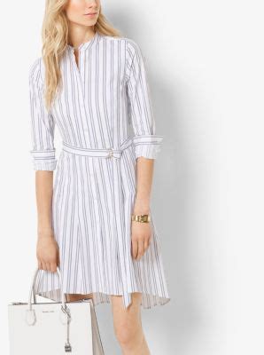 michael kors striped poplin shirtdress|MICHAEL Michael Kors Striped Poplin Pleated Shirtdress Women .